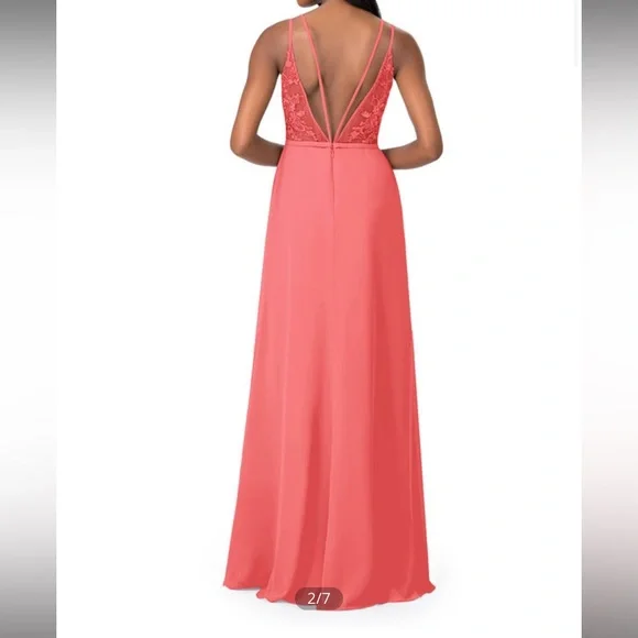 NEW Azazie Ellia Pink Dress A-Line A14 Flamingo Pink Color NWT Backless Gorgeous - Picture 3 of 7